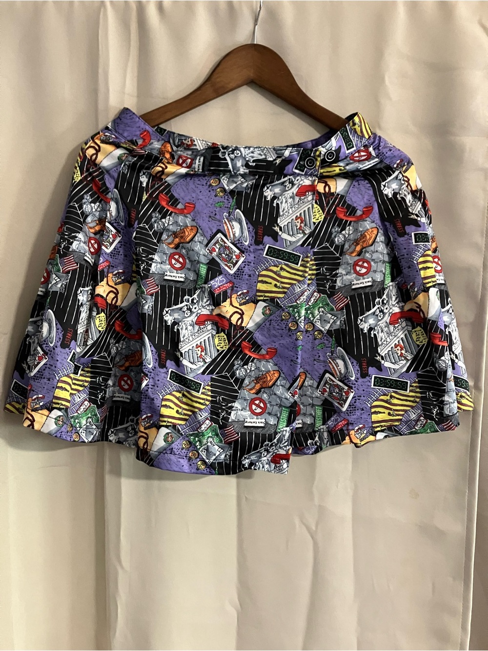 Purple Graphic Cute Print Mini Skirt